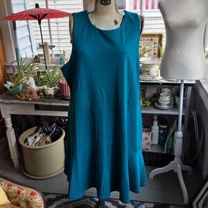 NWT BB Dakota Plus Size 20 Teal Sleeveless Fit Flare Midi Dress Pockets